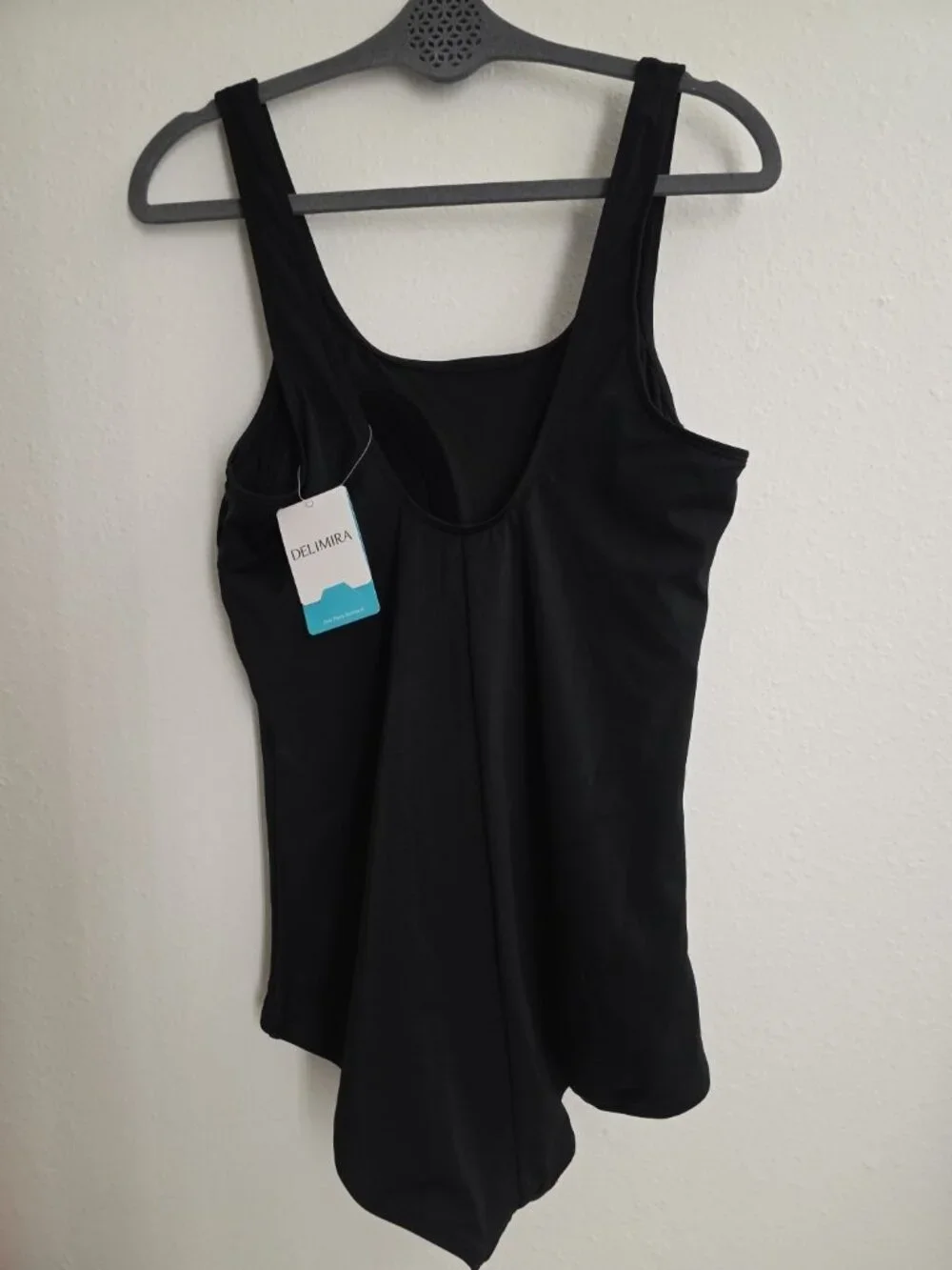 NEW Delimira Black Padded One-Piece Lined Bathing Suit Swimsuit Women's Plus 16W - Picture 4 of 8